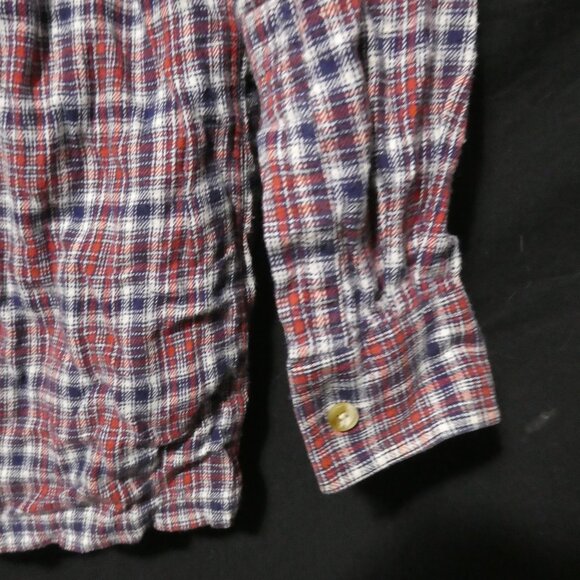 CROCODILE | large | 100% Cotton | Plaid Button-Up Front Casual Shirt | 2 Pockets - Picture 15 of 16